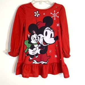 Minnie Mouse & Figaro Christmas pajama nightgown long sleeve girl size 2 poly